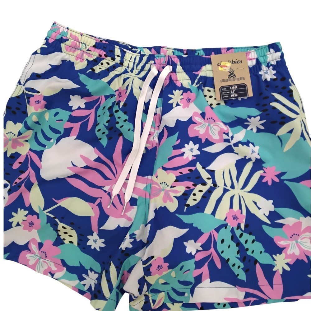 Chubbies The Floral Surprises Swim Trunks Blue Floral 5.5 Inch Inseam Large NEW